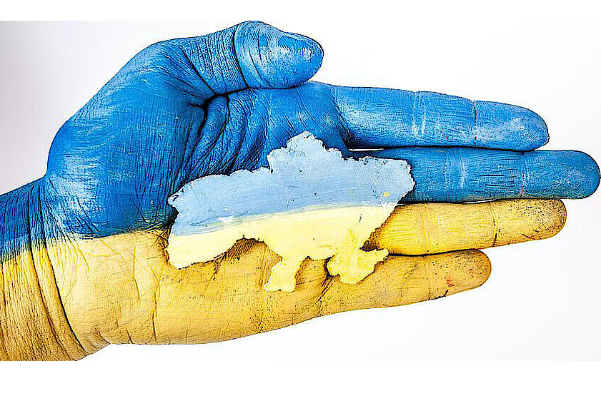 Foto: Ukraine in blau-gelber Hand
